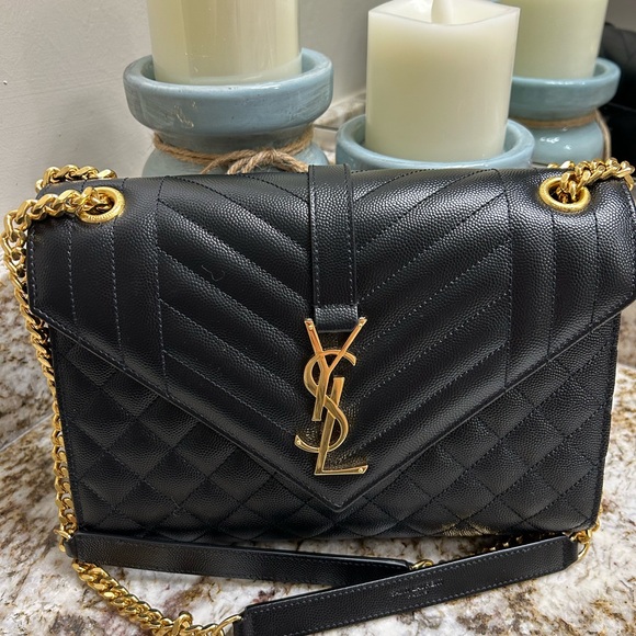 Yves Saint Laurent Bag And Wallet Bundle Black and Gold Quilted Bag And Wallet🌸 - Picture 16 of 16